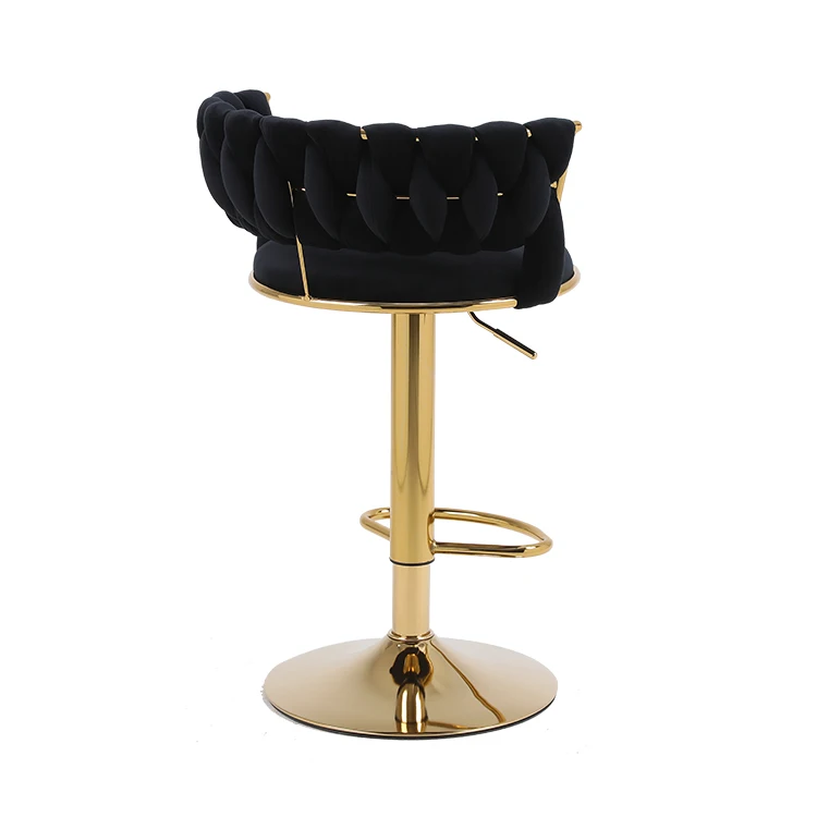 Customization Velvet Adjustable Height Counter Height Rotary Gold Kitchen Bar Chair