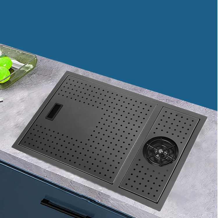 High Pressure Cup Washer Sink Hidden Design Quality Black Color Cabinet Kitchen Basin