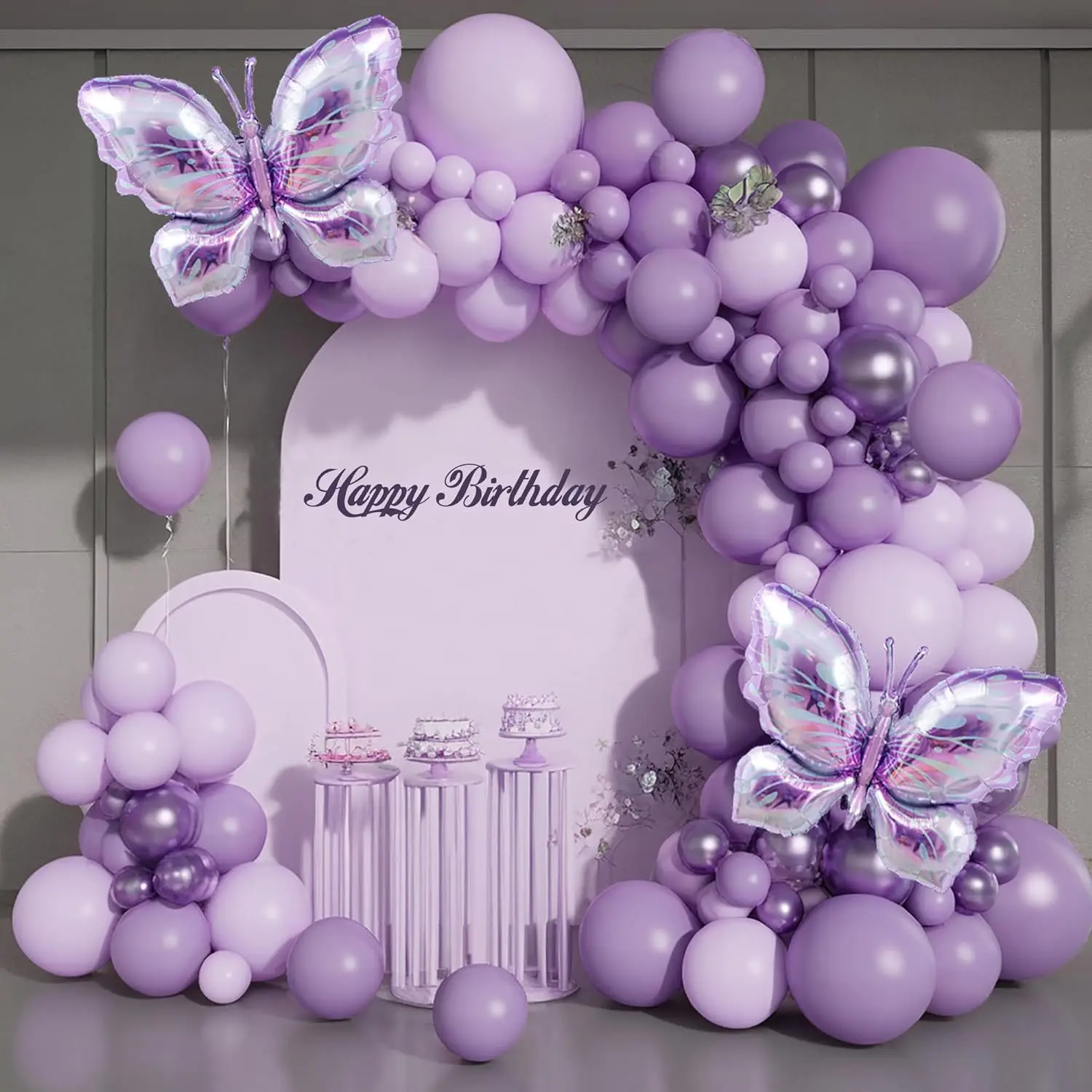 Purple Butterfly Balloon Garland Arch Kits for Wedding Birthday Celebration Holiday Home Balloons Party