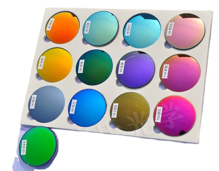 1.56 1.61 1.67 Colorful Sunglasses Lenses Non Polarized Dyed 80 Diameter Manufacturer Direct Sales