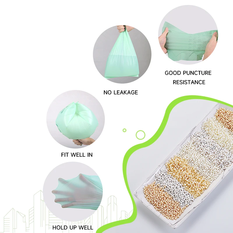 Household PLA PBAT Corn Starch Biodegradable Degradable Rubbish Bags Plastic Compostabel Biodegradable Garbage Trash Bag on Roll