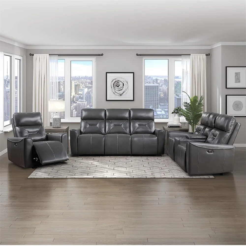 Роскошный кожаный Электрический домашний кинотеатр кресло диван с консолью питанием USB-портом и регулируемым подголовником