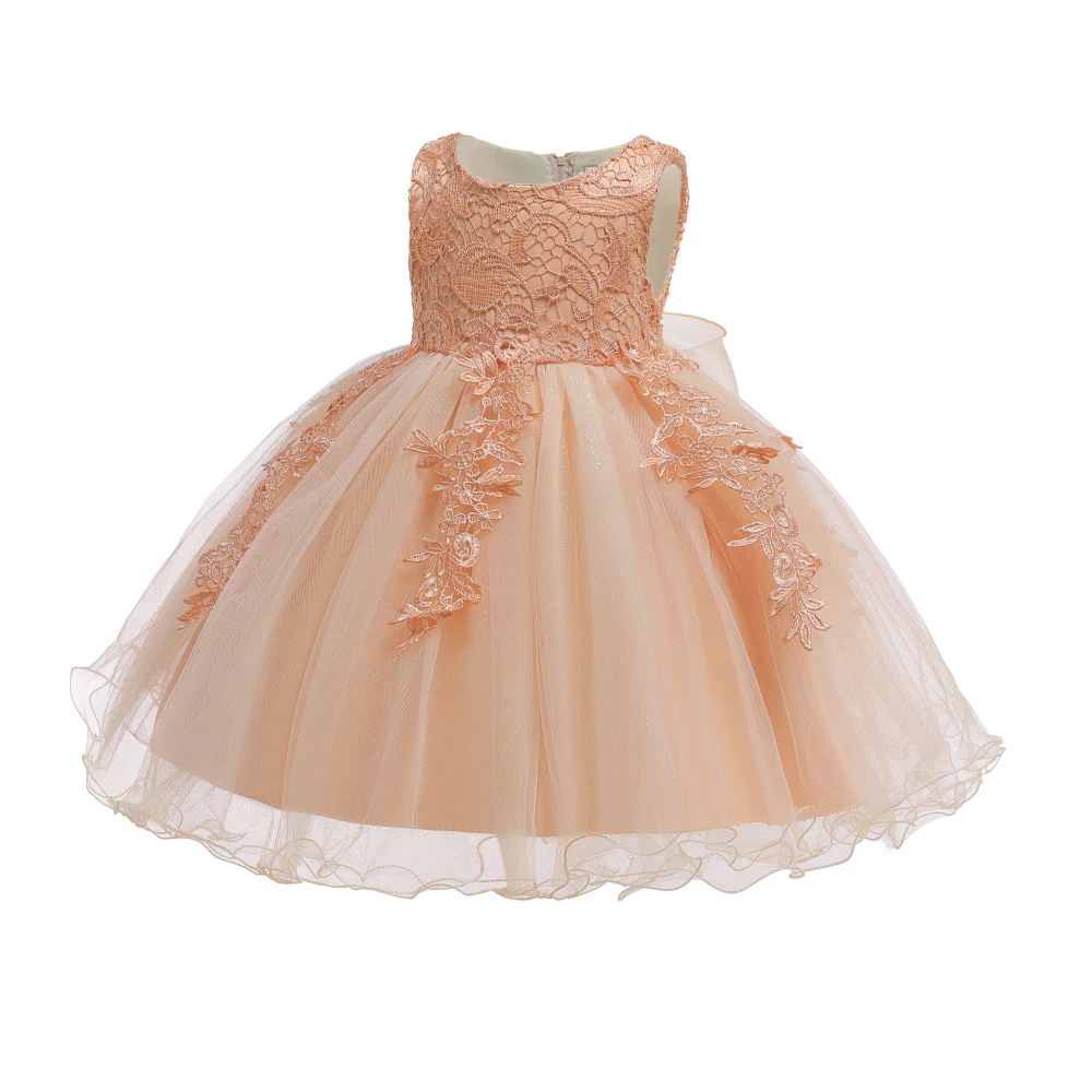Online store wholesale fashion children embroidery tutu princess wedding birthday party kids baby girls retails dresses