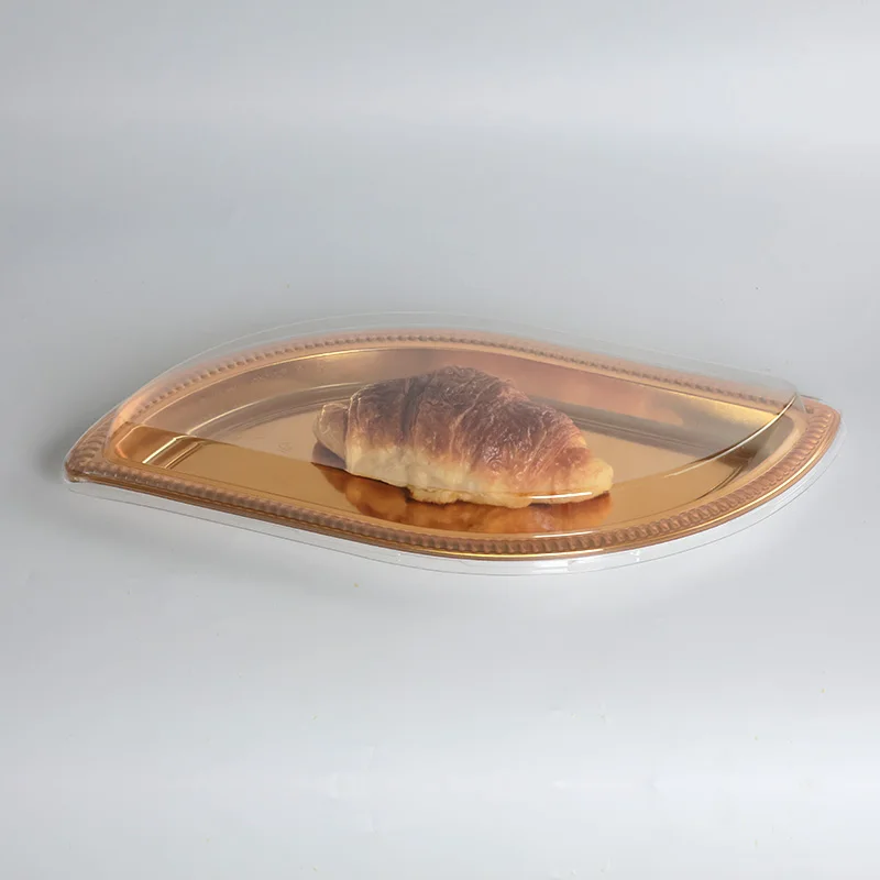 Aoyi Golden Transparent Mango Shape Plastic Transparent Banana Bread Sophisticated Box With Transparent Lid For Croissant