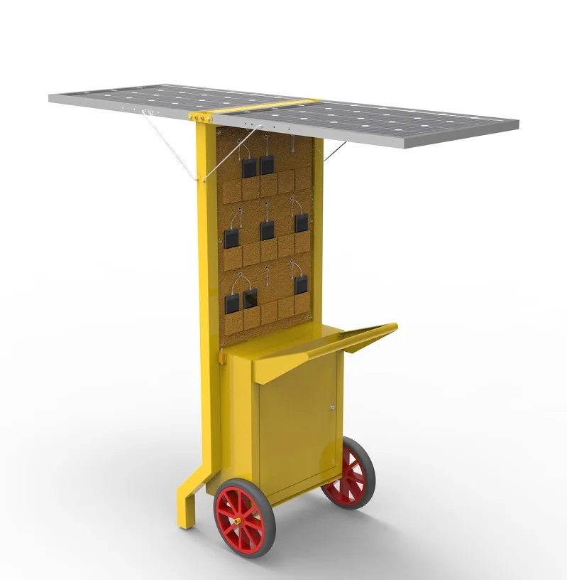 
Portable Metal Cabinet Solar Phone Charging Station Cart 