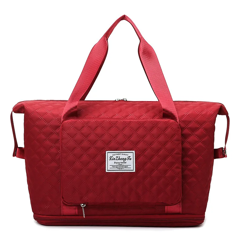 New Expandable Double Shoulder Strap big Capacity Travel Duffel Bag Sports Tote Gym Bag Quilted Shoulder Weekender Overnight Bag