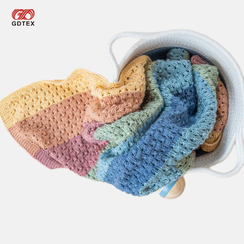 GDTEX Custom Negotiable Price High Quality Custom Cotton or Bamboo Baby Wrap Swaddle Blanket Newborn Knitting Baby Blanket