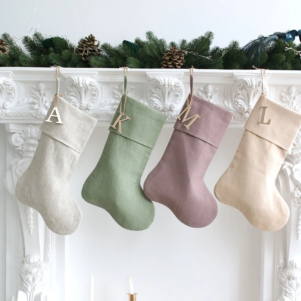 Wholesale Handmade Santa Gift Socks Pure Color Sublimation Christmas Stocking Luxury