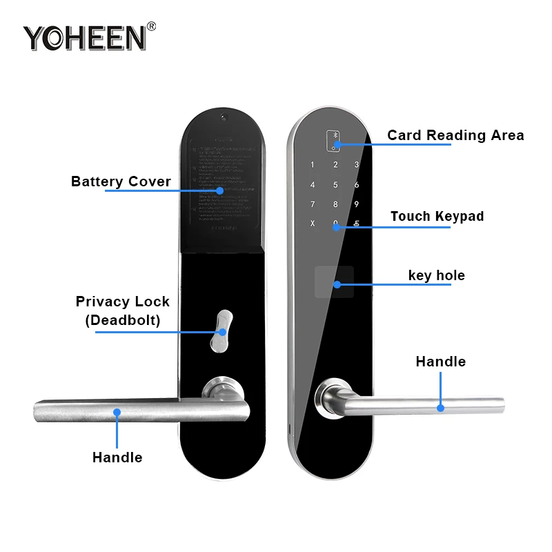 TTlock App Ble WiFi Control Hotel Key Card Swipe Door Lock Electronic Keyless RFID Smart Hotel Lock System