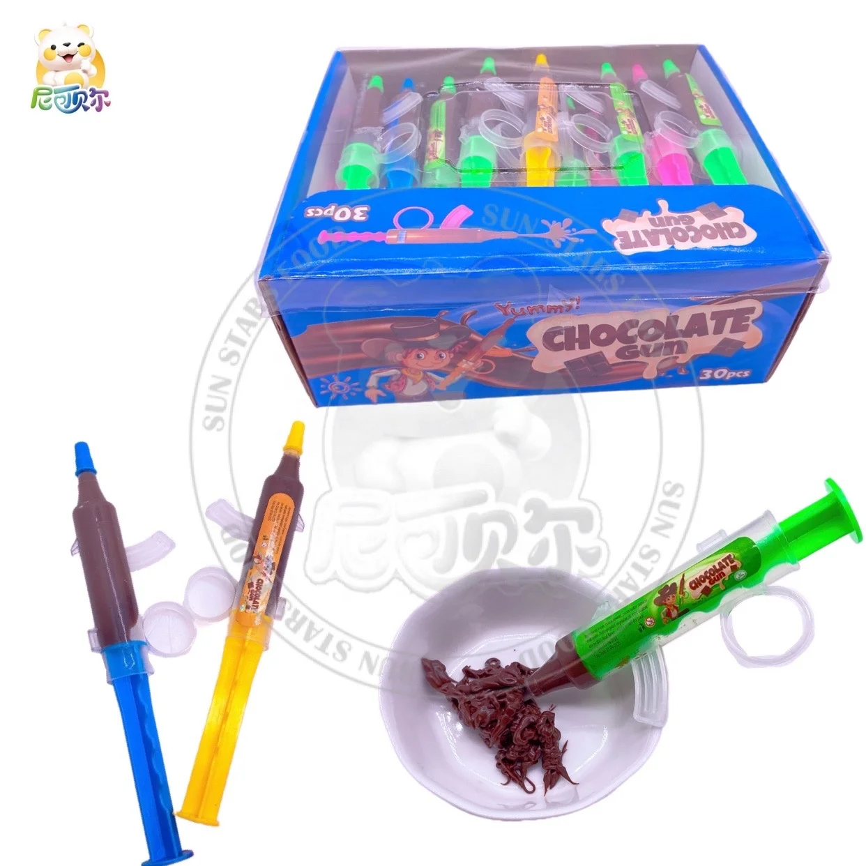 Wholesale New Design Injection Chocolate Jam Gun Shape Funny Plastic Chocolate Candy