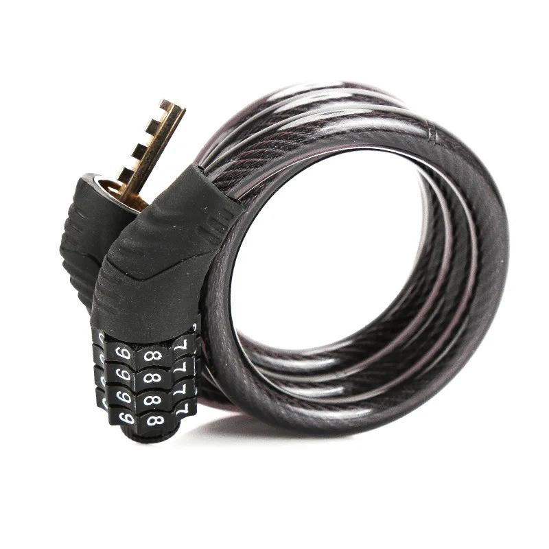 Four digit password lock for mountain bikes cheap bicycle lock steel wire chain lock cycling equipment accessories