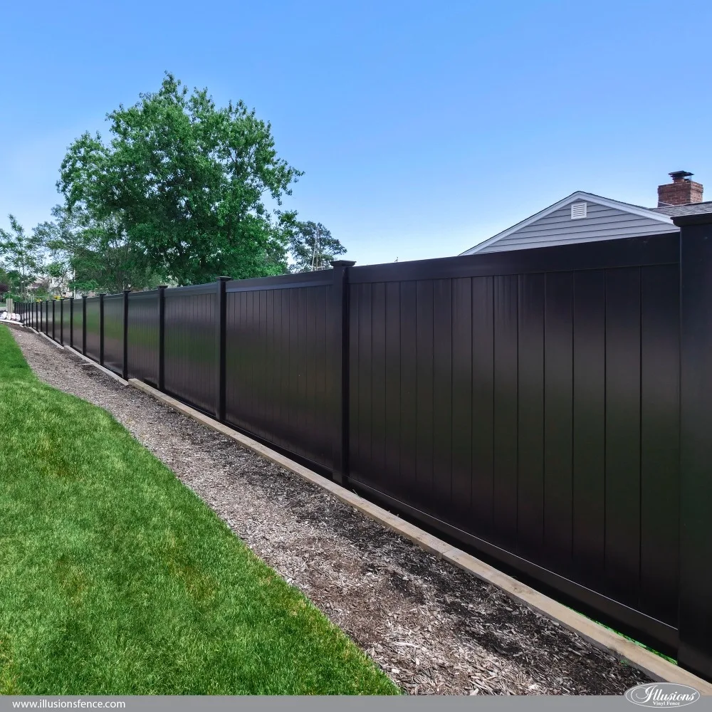 hot sale black high wind vinyl privacy fence for garden