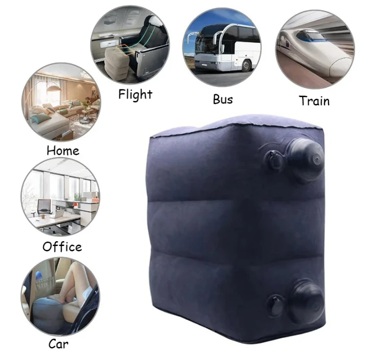 Inflatable Foot Rest Pillow For Travel Kids/adults Airplane Travel Pillow-adjustable Height Cushions-adult Travel Essentials