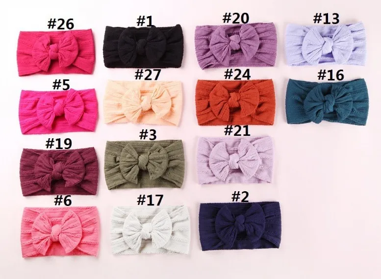 Baby Braid Nylon Bow Headband Cable Knitted Hair Band Solid Wide Headbands Turban Elastic Head Wraps Hair Accessories For Kids