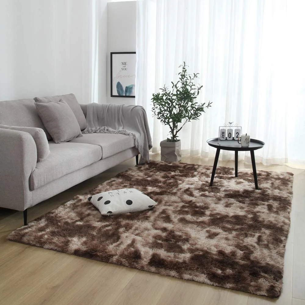 FMT Hot Sale Luxury And Soft Tie Dye Fluffy Carpet Tiles Wool Shaggy Area Rug for Living Room And Bedroom machine washable