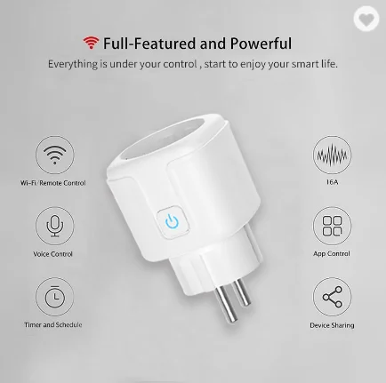 Tuya wireless smart plug wifi eu 16A socket google alexa tuya smart plug