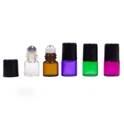 Wholesale mini 1ml 2ml 3ml 5ml glass roll on bottle with metal roller