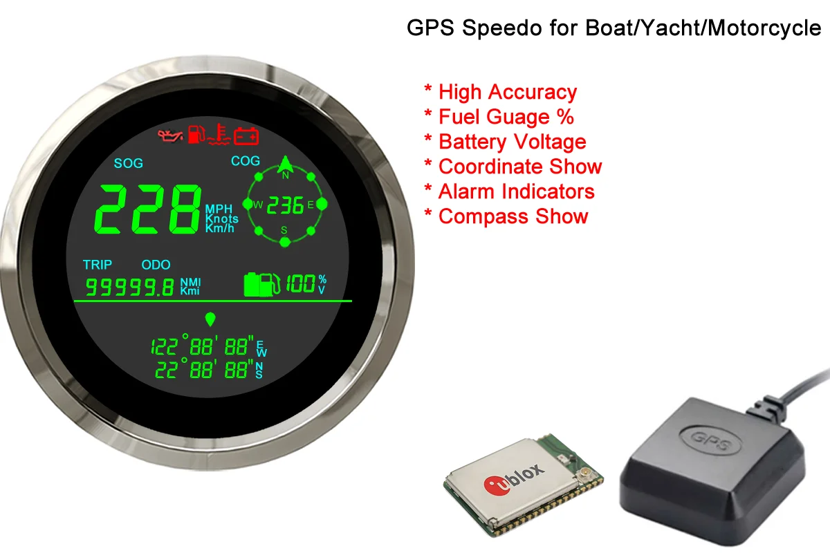 Морские лодочные датчики GPS Спидометр 200 км/ч водонепроницаемый