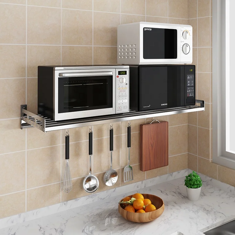Stainless Steel Metal Kitchen Shelf Wall Mounted Rack Microwave Oven Stand