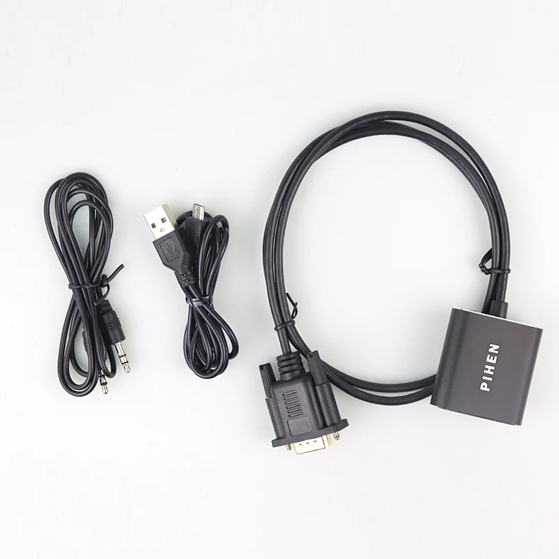 New Arrival VGA Male To HDMI Female With 3.5mm Audio Cable & Power Supply 1080p VGA To HDMI Adapter Converter
