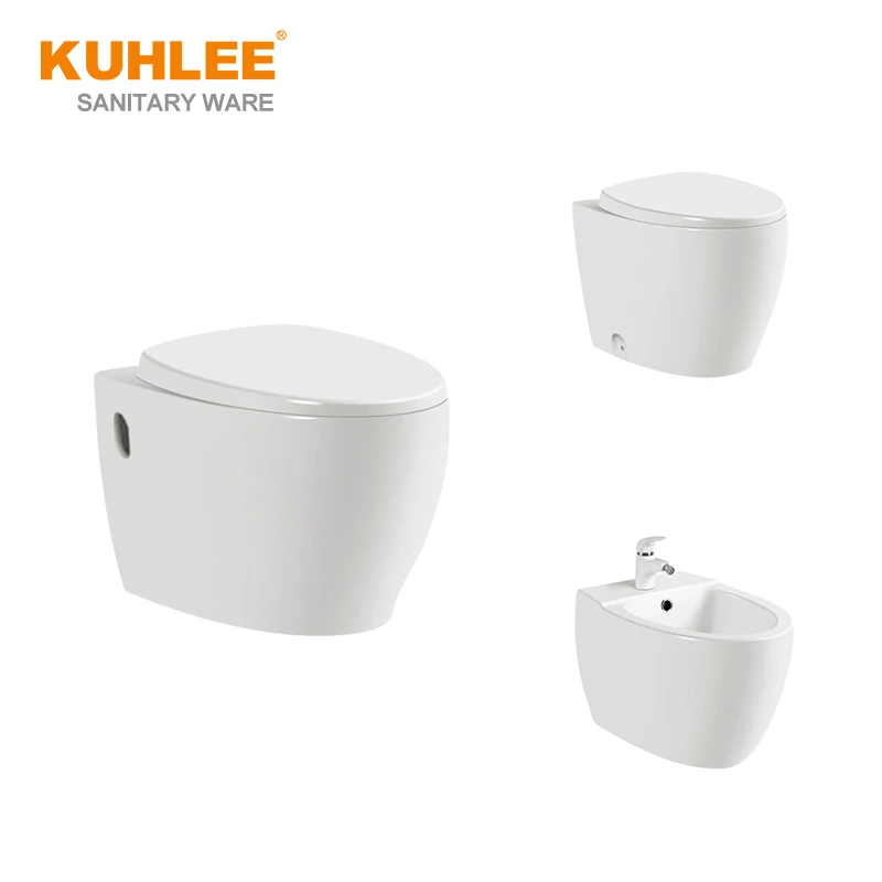 Three Piece Bathroom WC Sets Wall Hung Ceramic Toilet With Bidet And Basin Sanitary Ware Suites