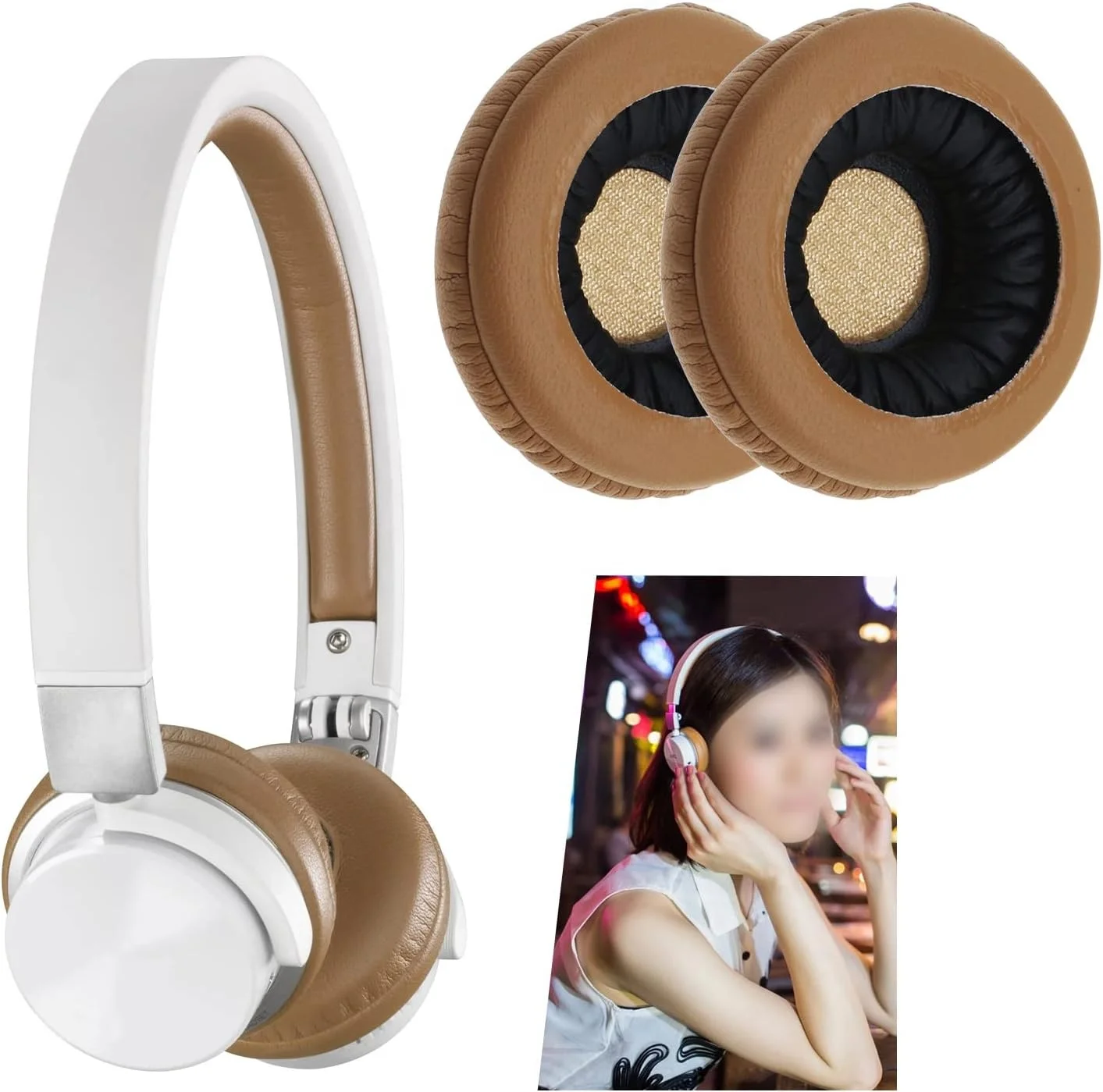 Pair of Ear Pads Earmuffs Protein Leather Foam Replacement Ear Cushions Compatible with AKG Y40 Y45 Y40BT Y45BT Headphones