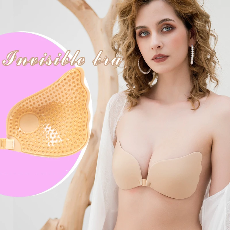 Adhesive Bra Strapless Sticky Invisible Push up Silicone Bra for Backless Dress with Nipple Covers