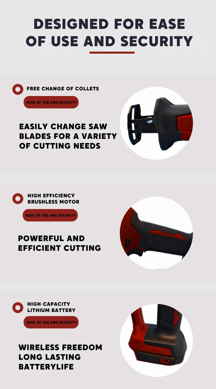 21V Power Tools Rechargeable Lithium Brushless Electric Reciprocating Saw Cordless Saber Saws Mini Wood Metal Cutting Machine
