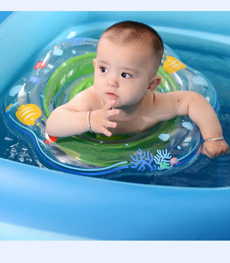 B01 R inflatable collar Ring Pool Swim Ring with Safety Seat for Baby Age 6-36 Month Double Airbag Suitable Baby Swim