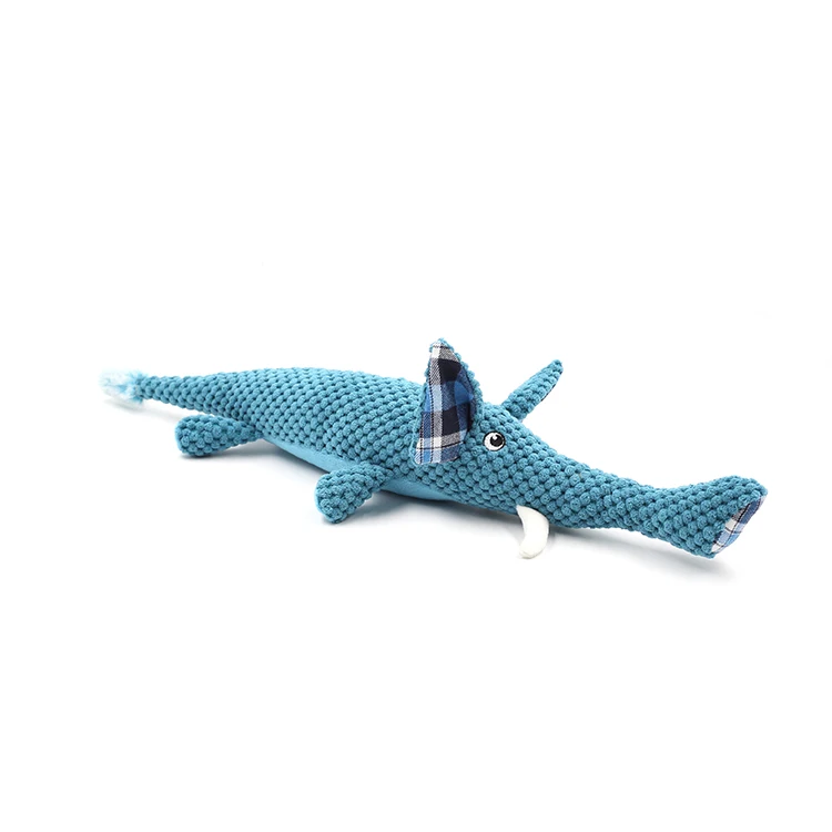 Dog animal toy corn kernels curve blue elephant shaped chew toys for dogs plush Interactive dog chew toy