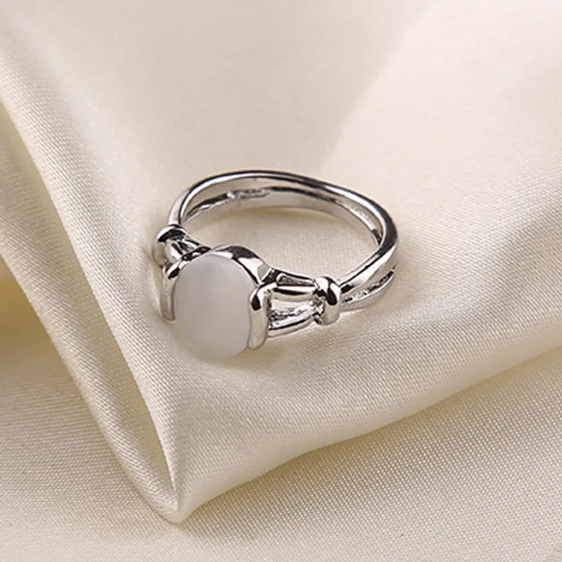 Popular Fashion Ring Women Movie Film Jewelry Twilight Saga Bella Natural Opal Silver Ring Korea Ring