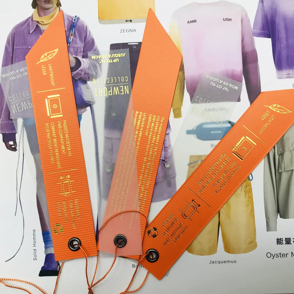 Custom Luxury Thick Black Hot Stamping Paper Garment Hang Tags