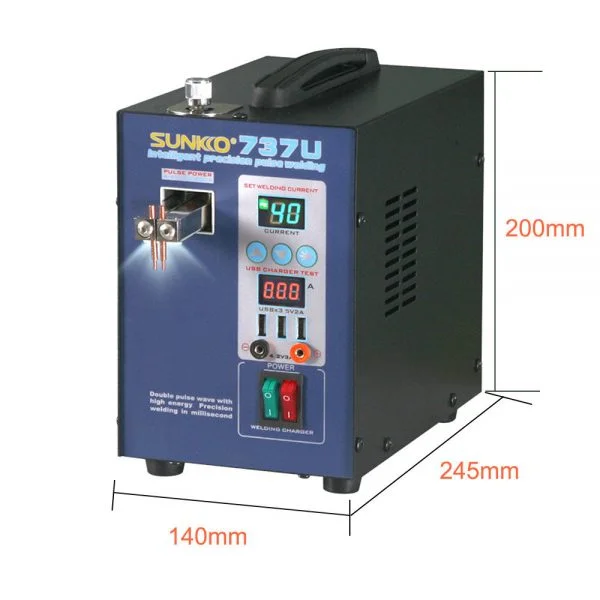 New Sunkko 737u Spot Welder Machine 2.8kw Double Pulse Battery Spot Welding Machine Usb Charging Test 18650 Battery Pack Welder