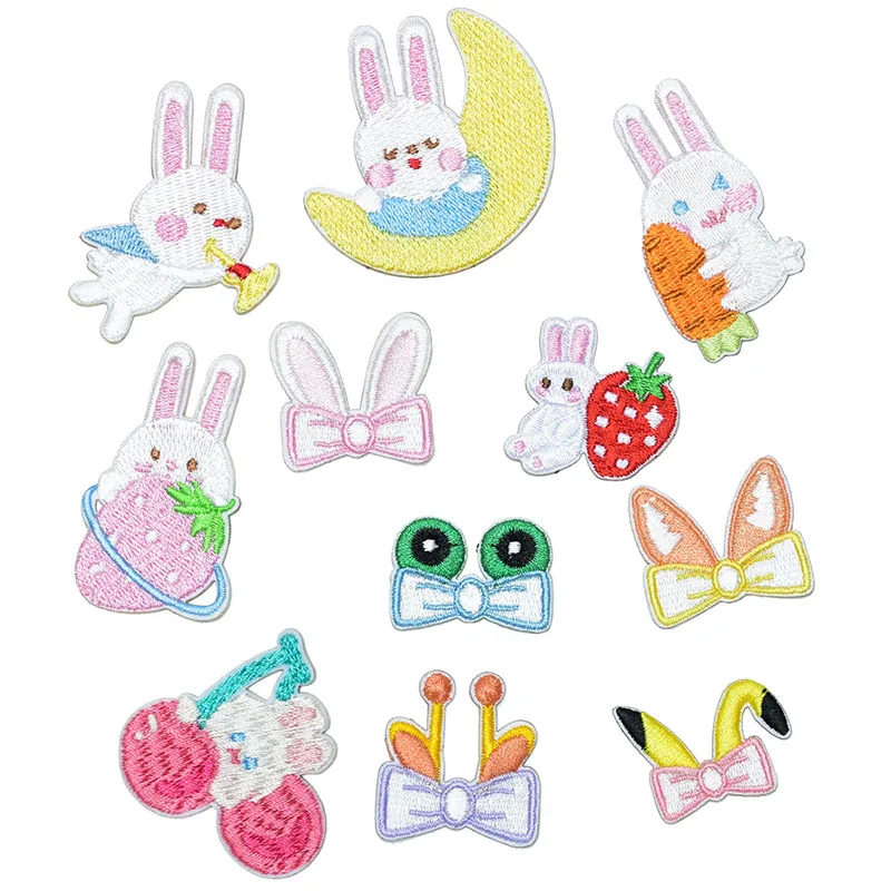 Self-adhesive Embroidered Cartoon Clothing Cute Rabbit turnips Patches for Diy hairpin bag shoes Hats jacket jeans Garment Patch