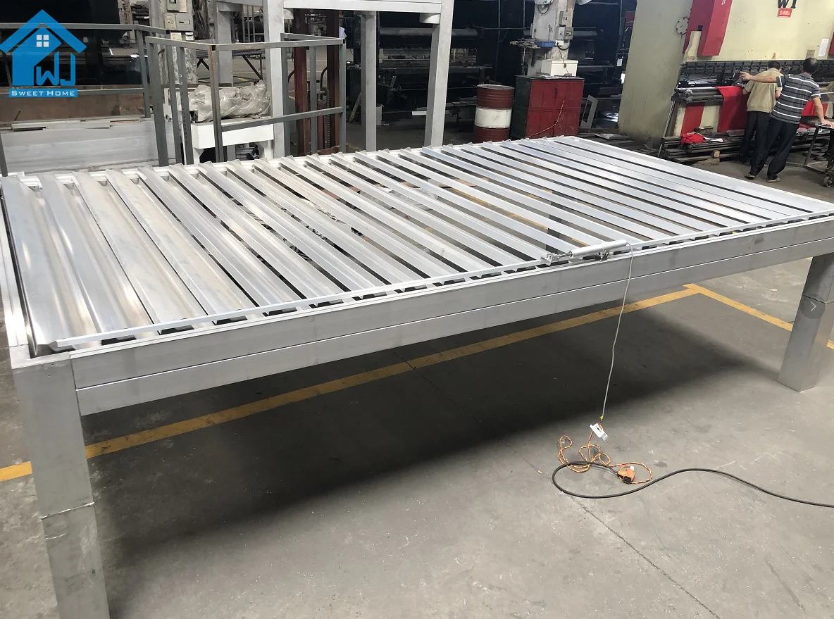 Motorized Opening Louvered Roof Swimming Pool Pergola House With LED Strips aluminum retractable pergola