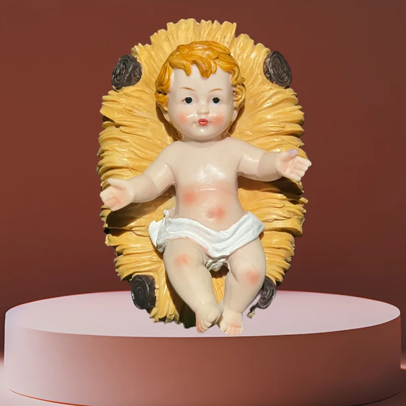 Christmas decor catholic gifts nativity manger scene figurine resin religious holy child ornament saint baby Jesus Christ statue