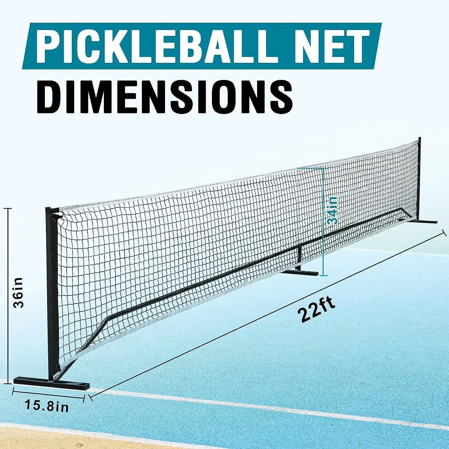 Wellshow Pickleball Nets Portable with Court Marking Kit 22 FT USAPA Regulation Size for Pickleball Game Outdoor