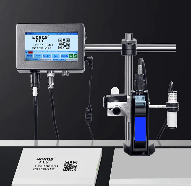 ZX12 Industrial Online Inkjet Printer 12.7 mm Nozzle with 4.3 inch Screen QR Code Batch Number Logo Date Printer