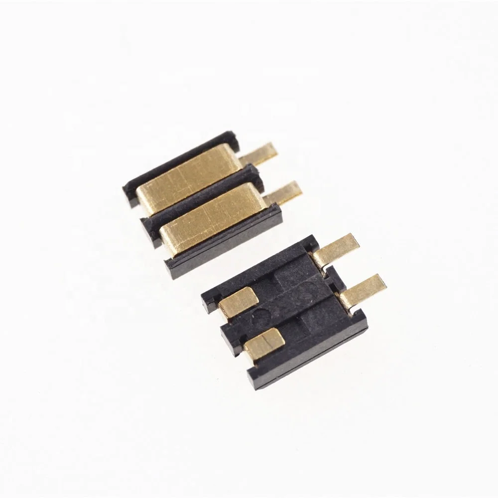 Spring Compression Contact 2.5 mm Pitch 2 Pin Female SMD PAD Surface Mount Battery Connectors Reflow Solder PCB Power Charge