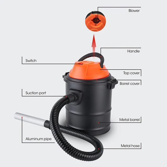 15L/16L/20L Hot Selling High Efficiency Dust Shaking Function Fireplace Ash Vacuum Cleaner
