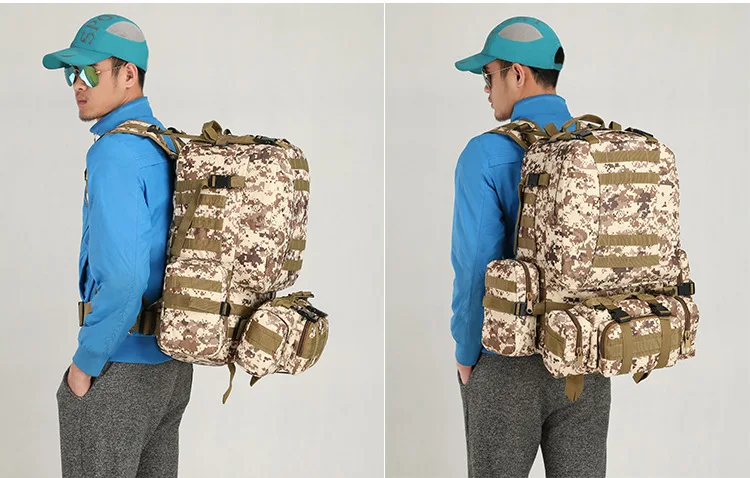 50L Camping Travel Backpack Oxford Cloth Outdoor Hiking Backpack Tactical Mountaineering Large Capacity Backpack