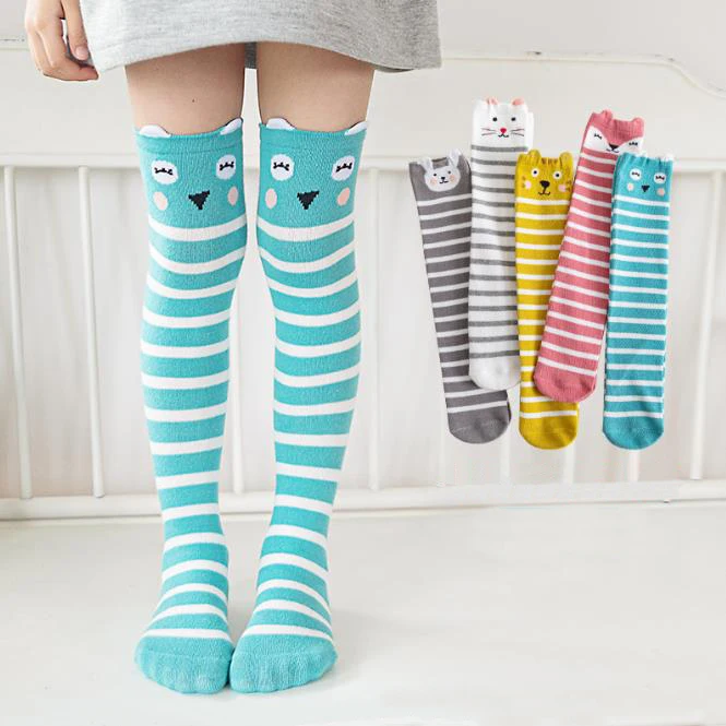High Elastic Cartoon Animal Design High Tube Children Knee High Socks Girls Stockings
