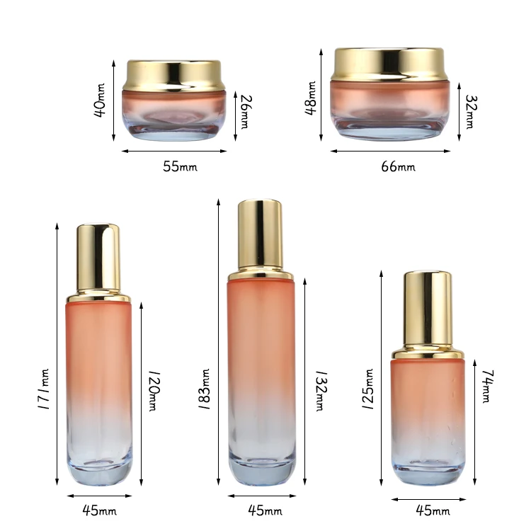 Custom Made Design Container Supplier Fancy Glass Cosmetic Bottle Face Cream Set Skin Whitening Makeup Luxury Lotion Pump Bottle