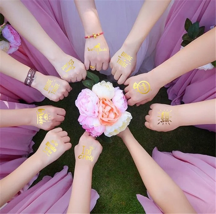 Hen Night Golden Sticker Bachelorette Party team Bride Bridesmaid tribe squad temporary tattoo for bride to be supplies