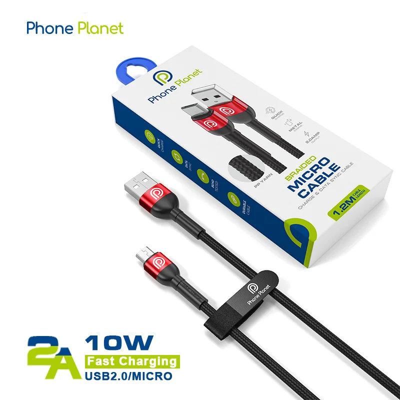 Phone Planet 1.2m Aluminum Alloy Yarn Braid Fast Charger Cables Micro USB Data Cables