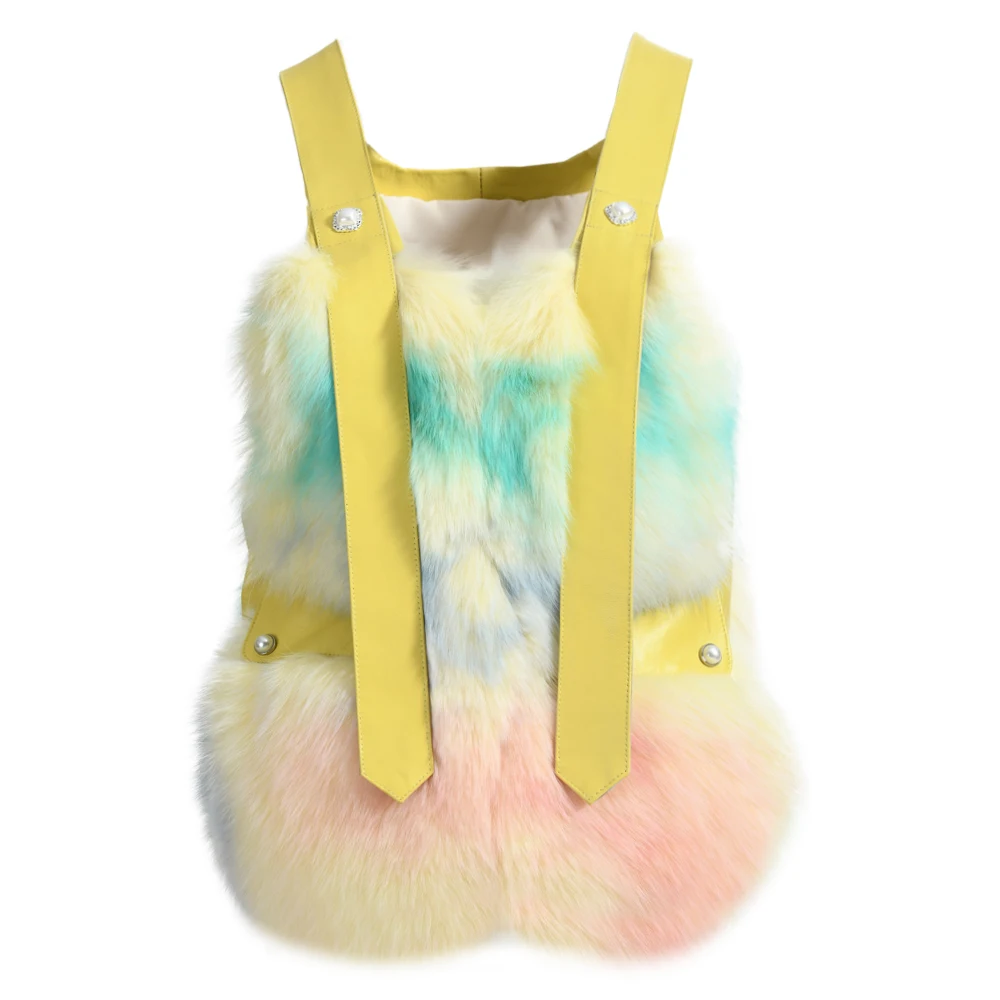 New Design Sexy Ladies Wholesale Fox Fur Gilet With Genuine Leather Belt And Fashion Button Real Fox Fur Vest Women