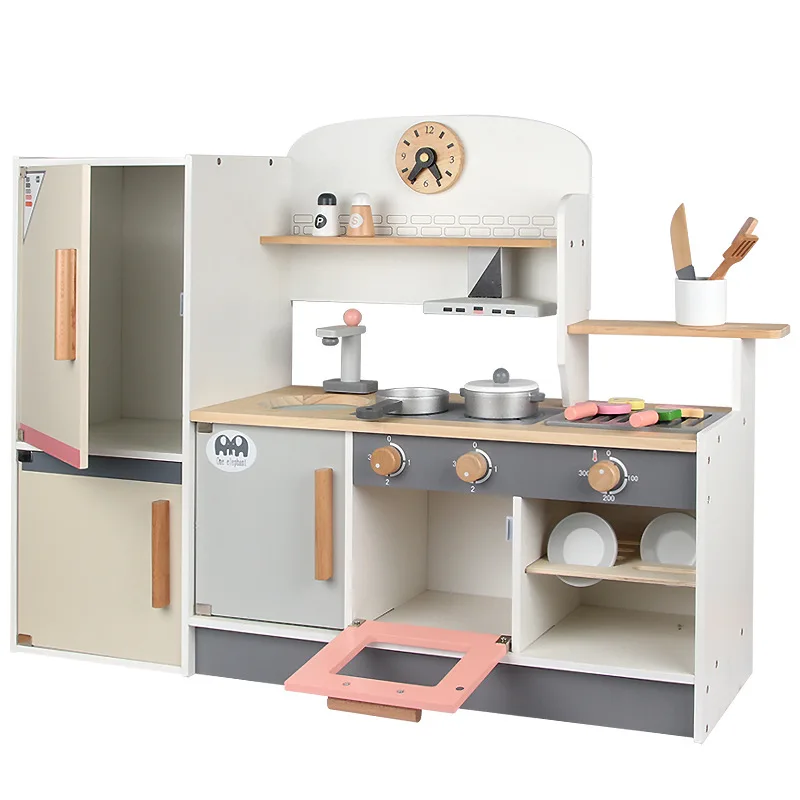 Educational Toys Simulation Refrigerator Kitchen Pretend Toy 2022 Hot Sale High Quality Wooden for Kids 64*28*20cm 