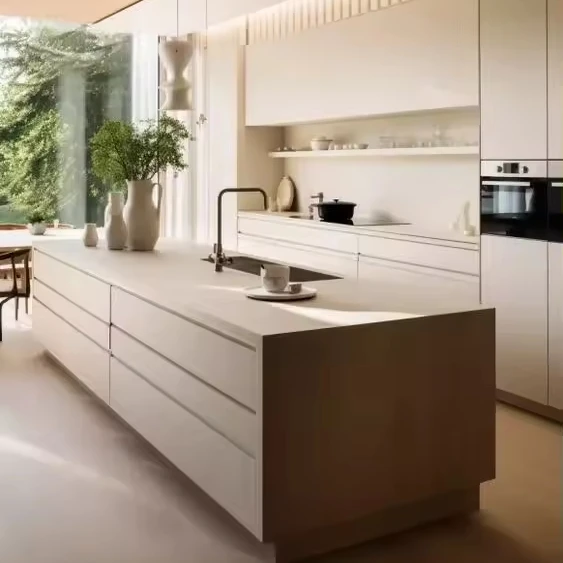 Modern Black and White Luxury Lacquer Kitchen Island With Marble Countertop Kitchen Furniture