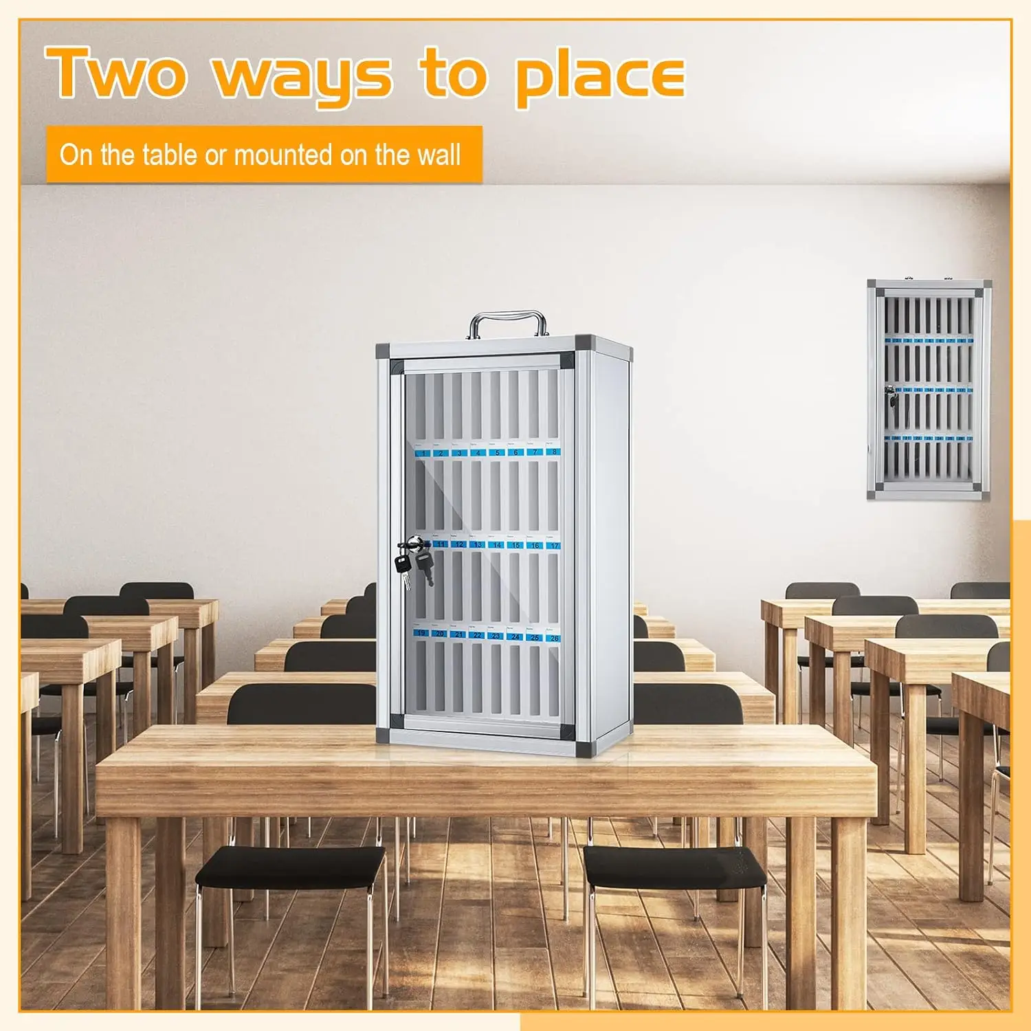 OEM design silver color easy carry hard shell 36 slots cell phones storage case aluminum carry case