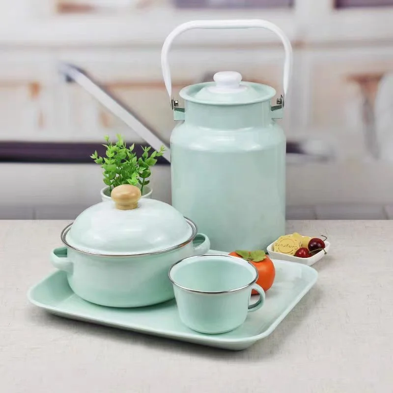 Wholesale Barrel Tea Cans Enamel Bucket Carbon Steel Milk Can 40 Liters Bucket with Spigot